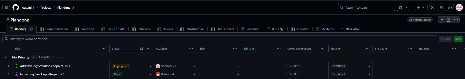 Interface Plan Done Weekly