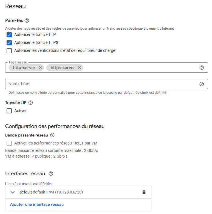 Console Google Cloud Platform avec sécurité